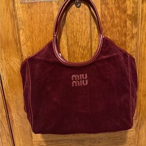 NEW Red Burgundy Corduroy Large Shoulder Bag Tote
